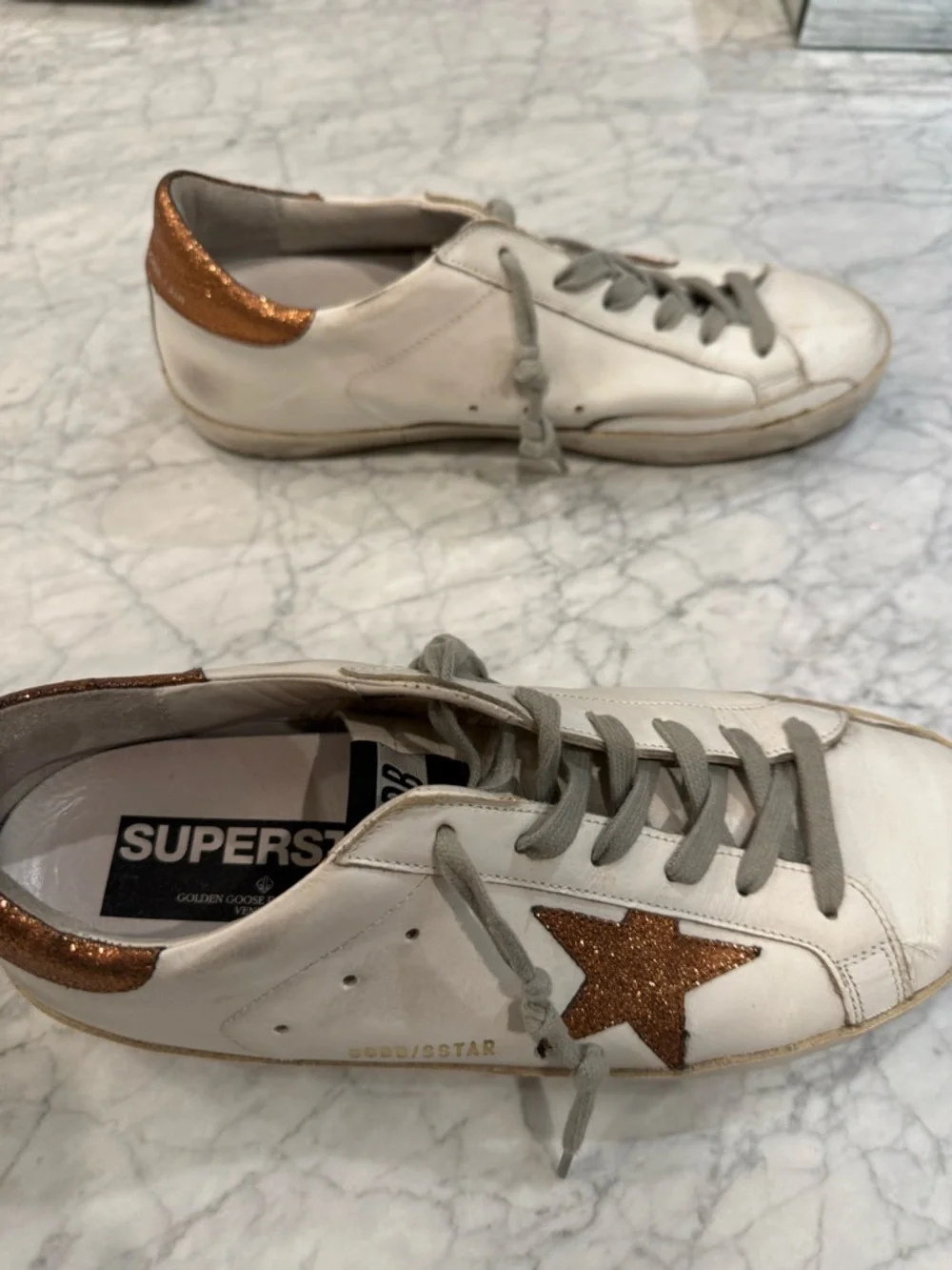 Golden Star White Leather Sneakers - Picture 4 of 6